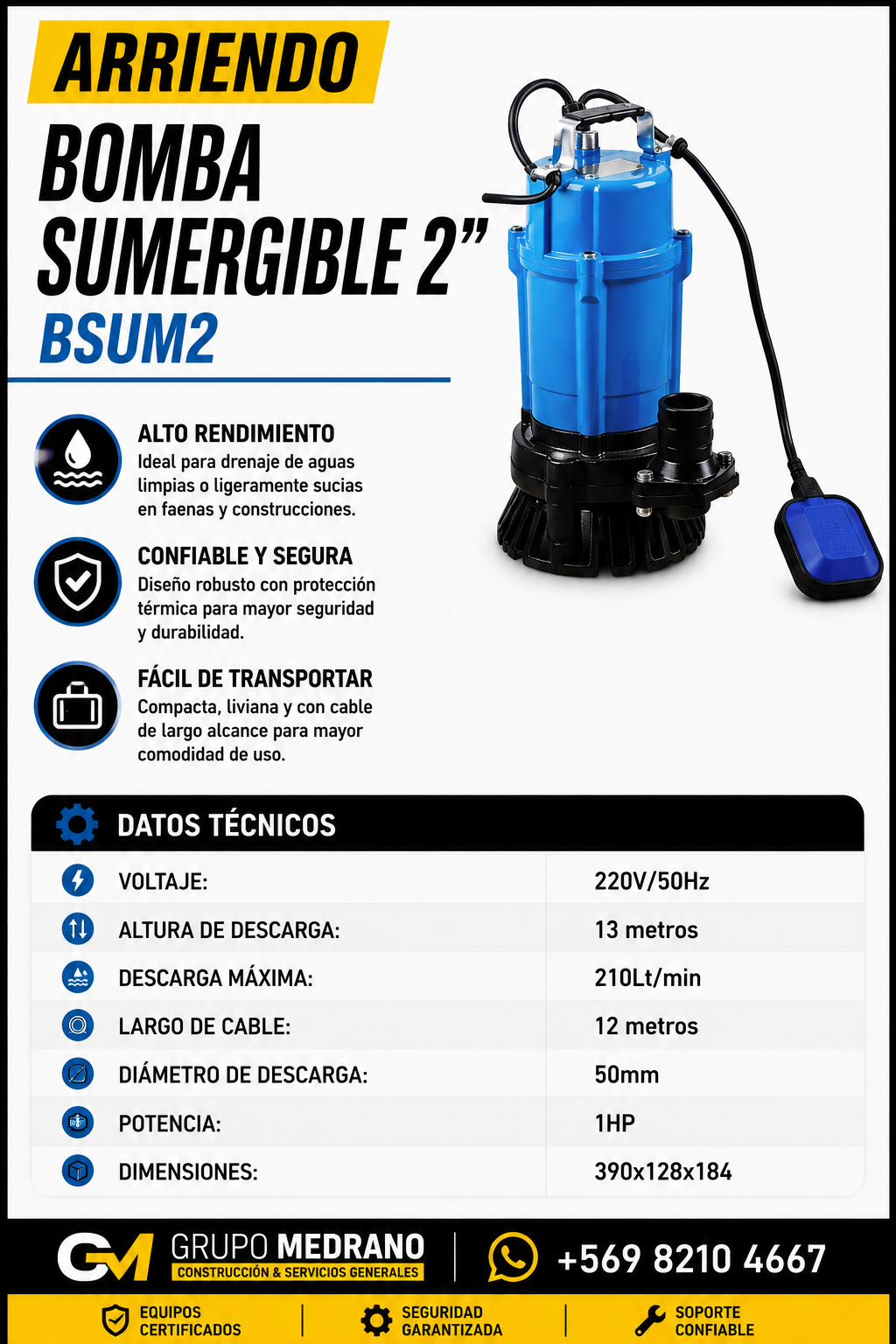 Bomba sumergible 2 pulgadas