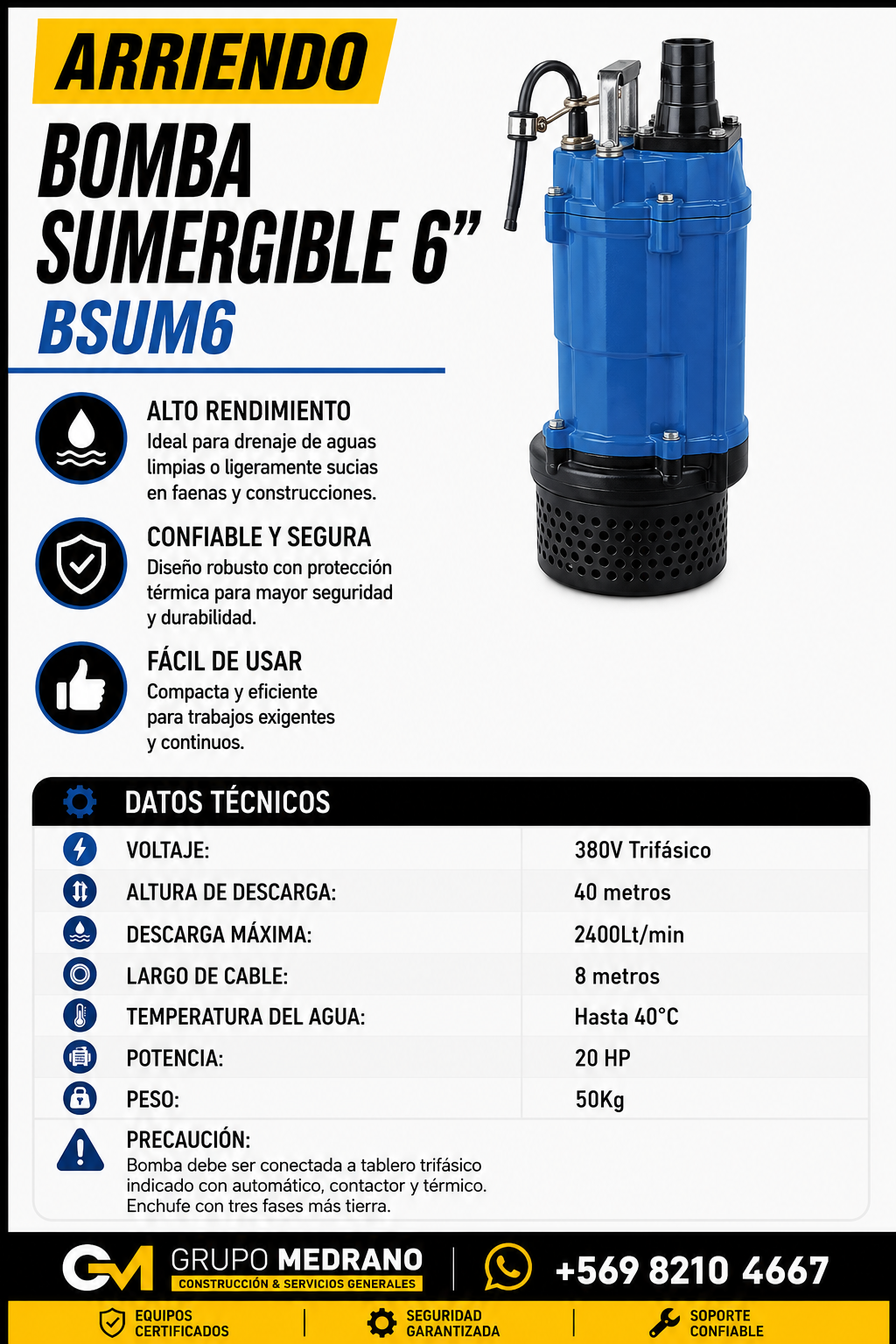 Bomba sumergible 6 pulgadas