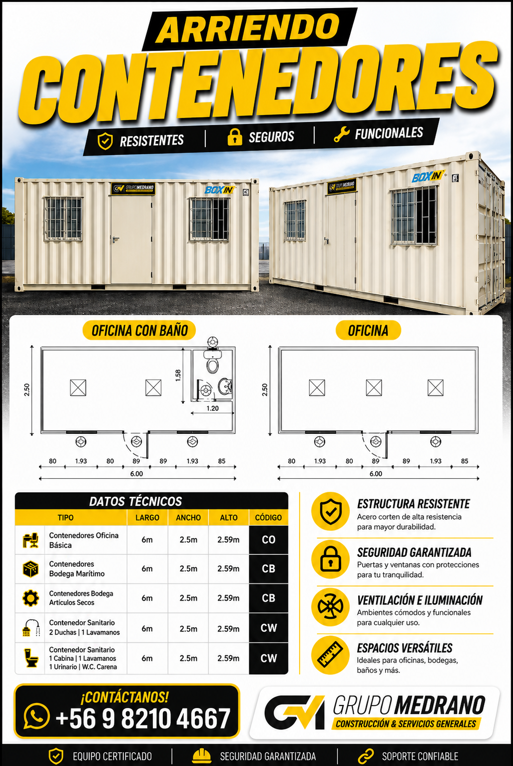Contenedores modulares 6 m