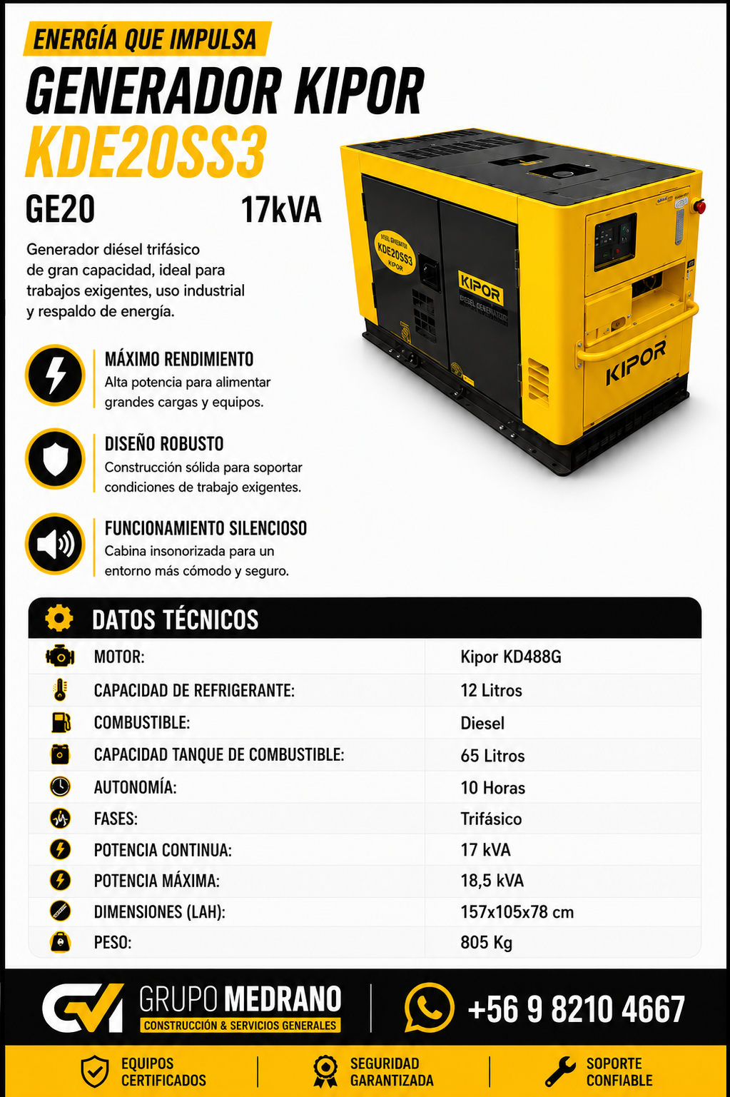 Generador Kipor KDE20SS3