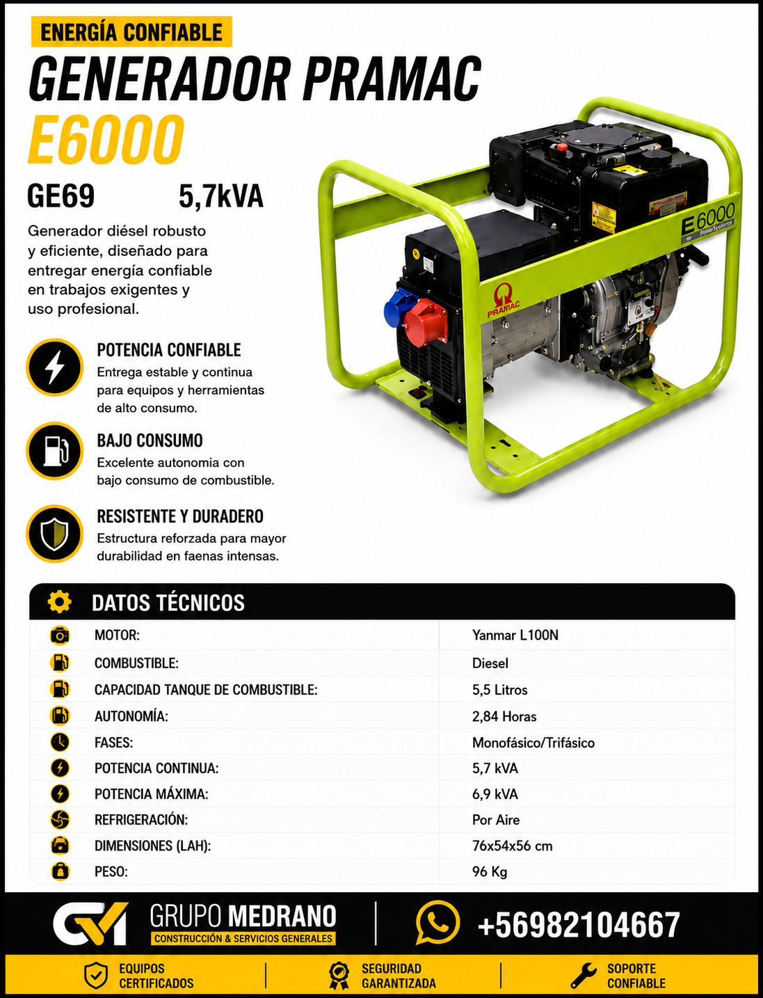 Generador Pramac E6000