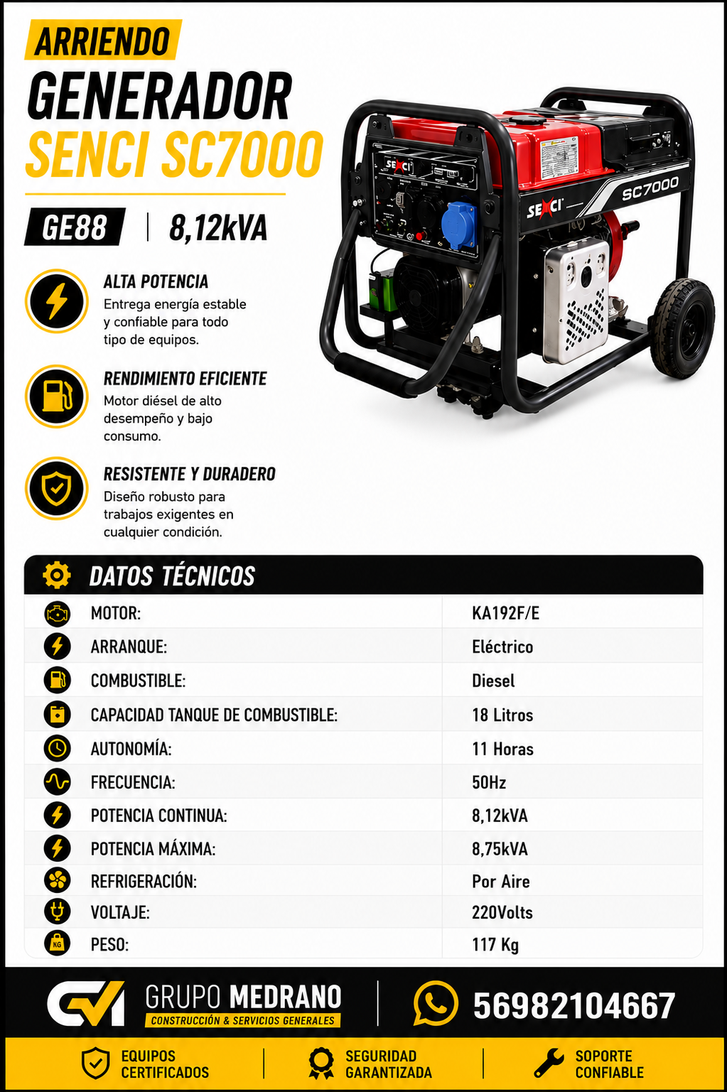 Generador Senci SC7000