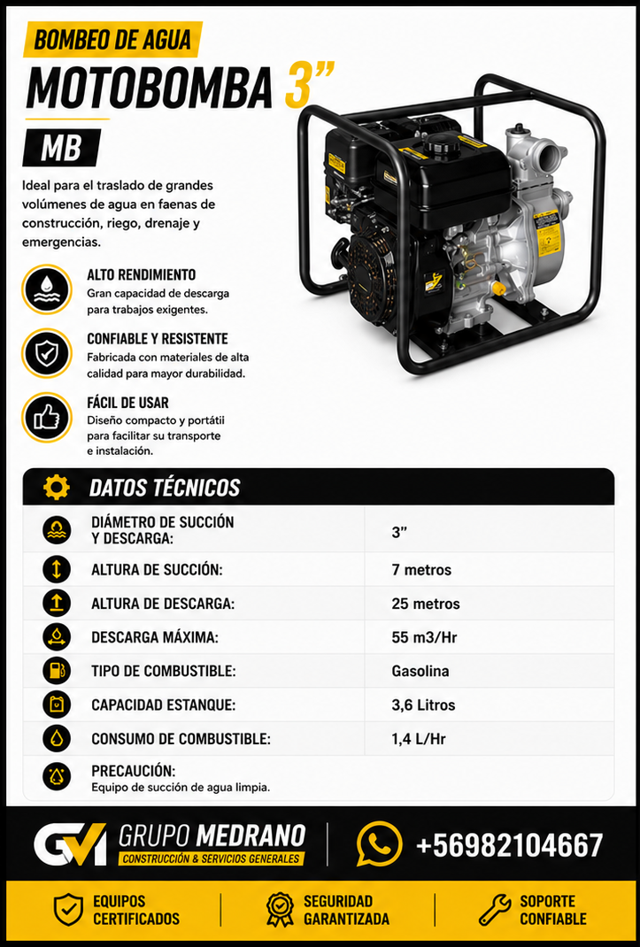 Motobomba 3 pulgadas