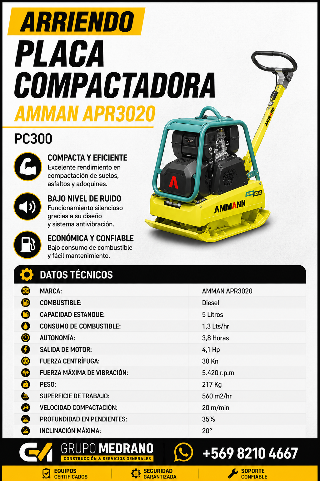 Placa compactadora Amman APR3020