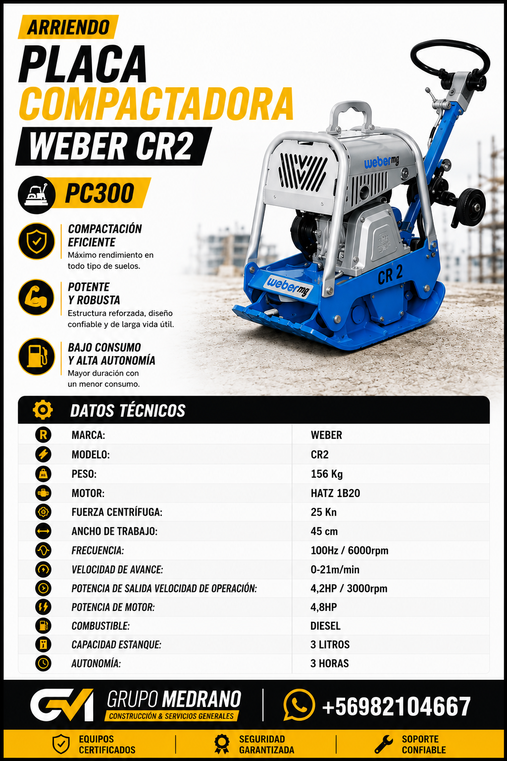 Placa compactadora Weber CR2