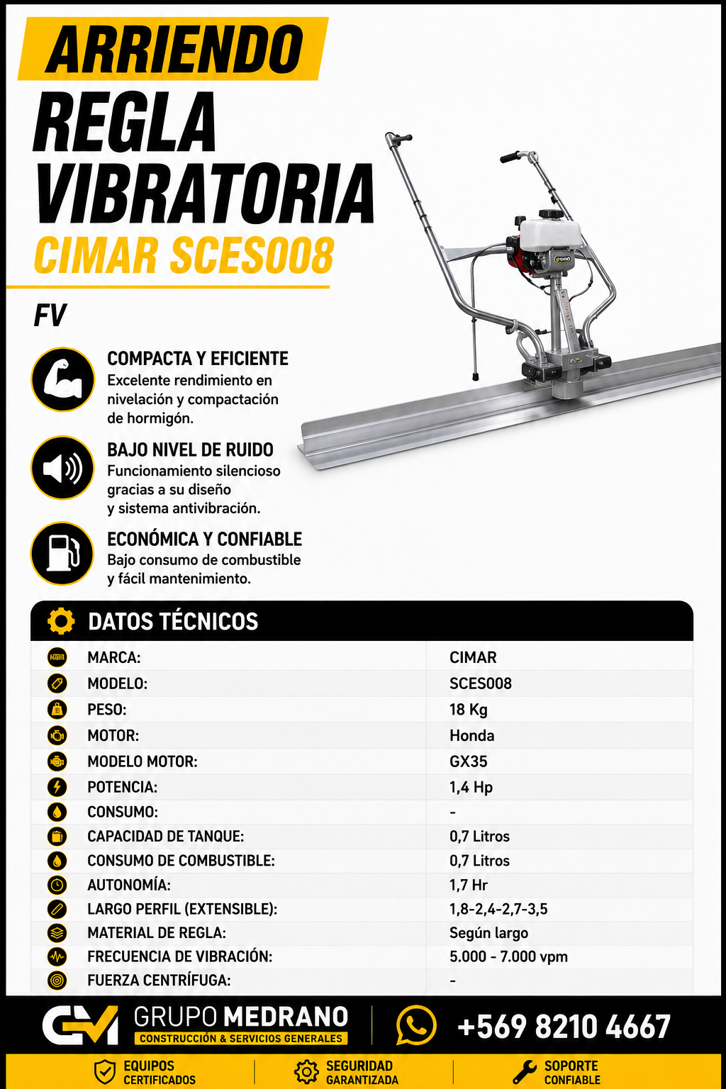 Regla vibradora Cimar SCES008