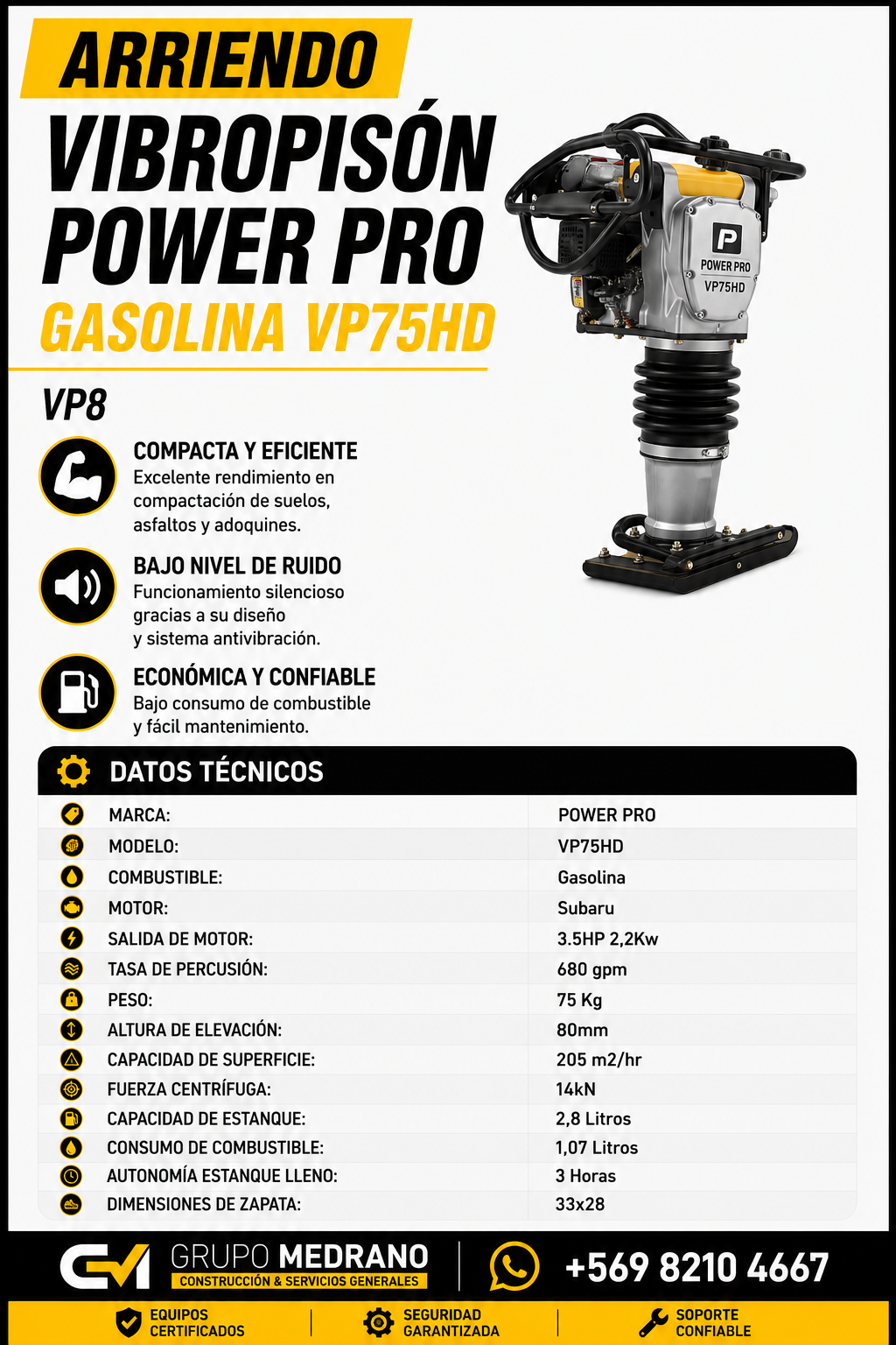 Vibropisón Power Pro VP75HD