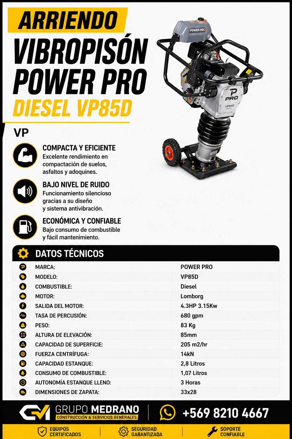 Vibropisón Power Pro VP85D