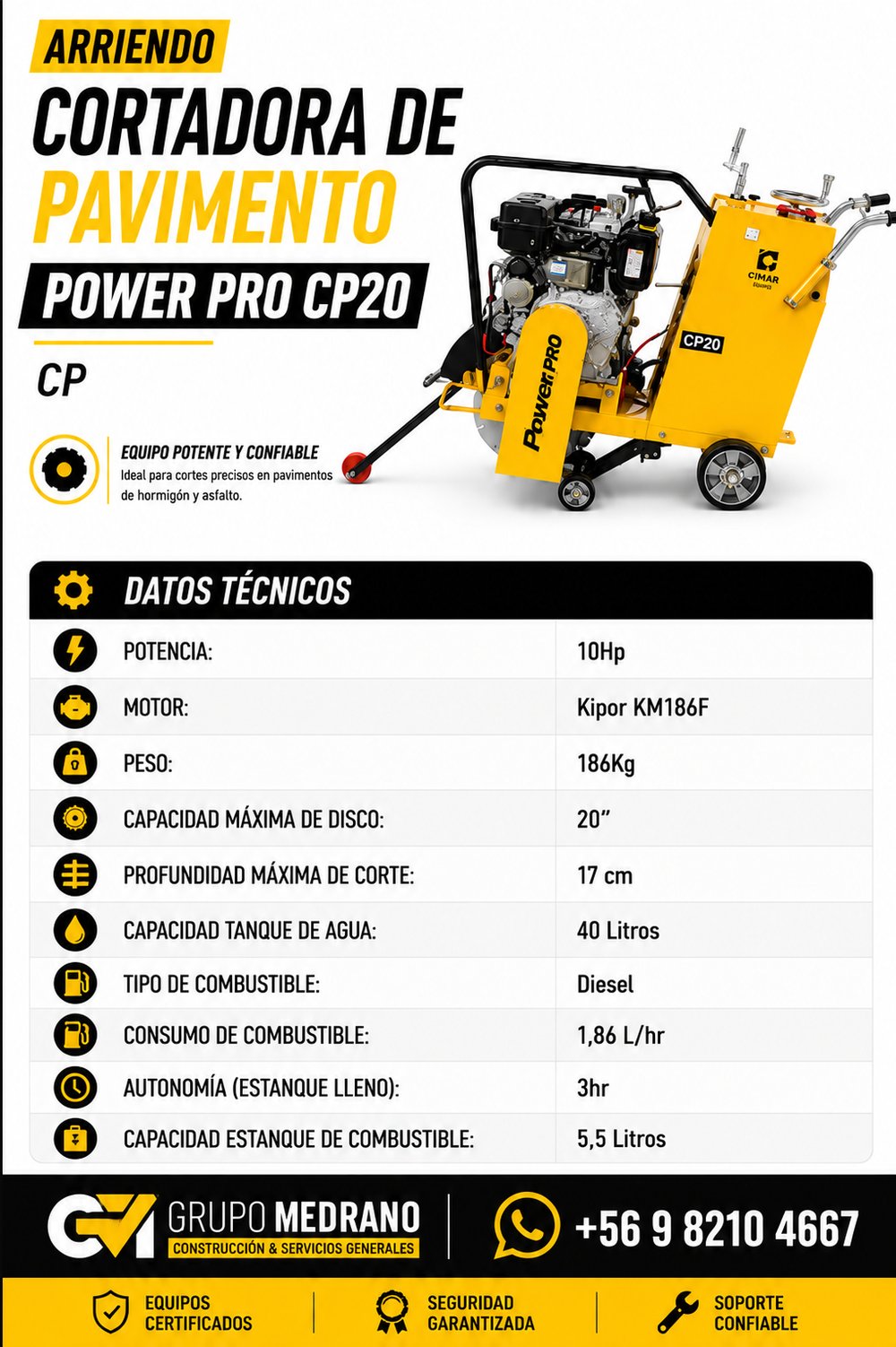 Cortadora de pavimento Power Pro CP20